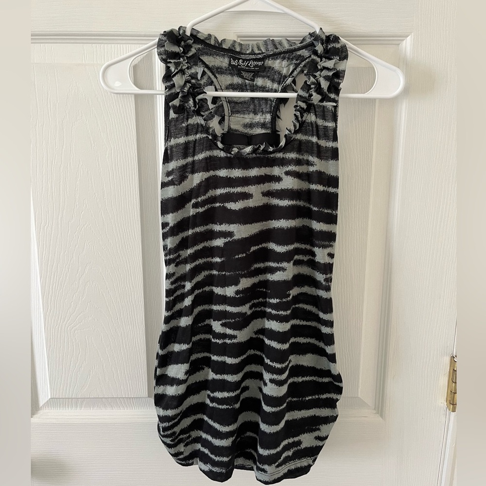 Self Esteem Zebra Print Sleeveless Top
